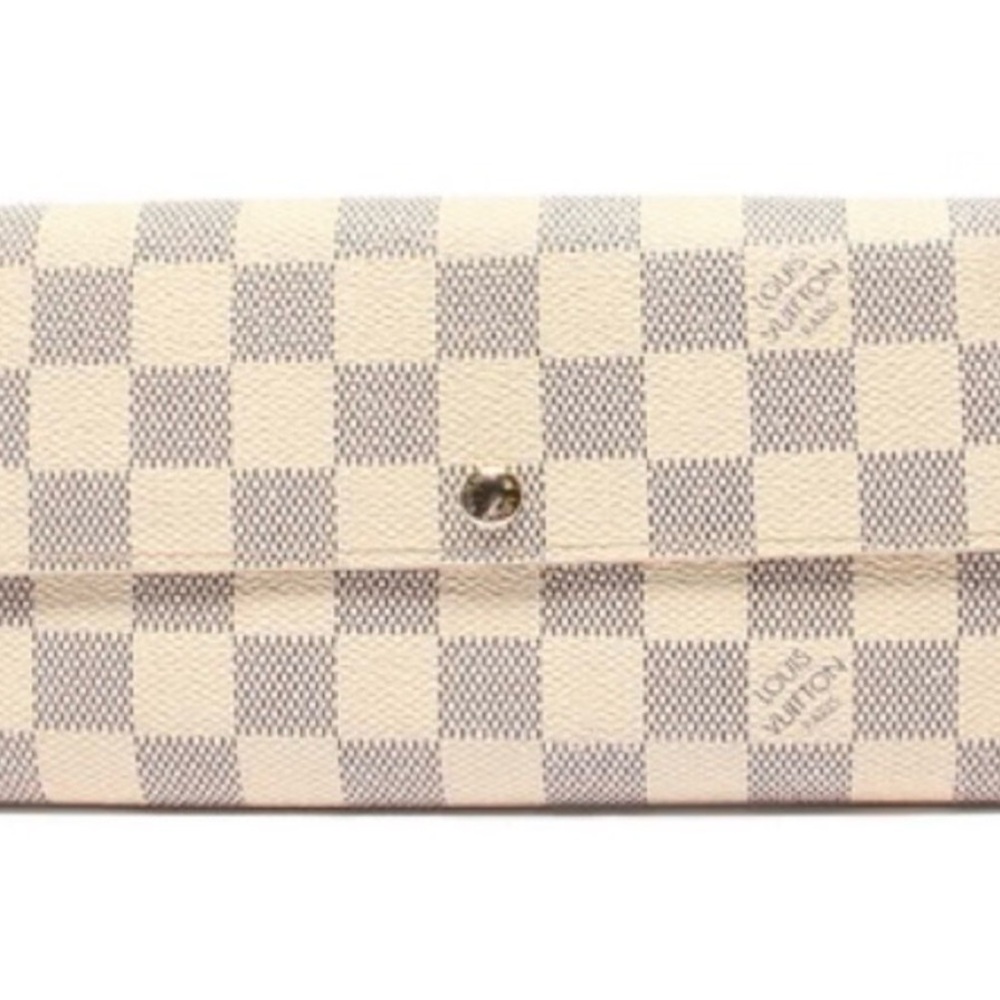 Louis Vuitton Damier Azur Checkered Continental Wallet - Cream & Light Gray